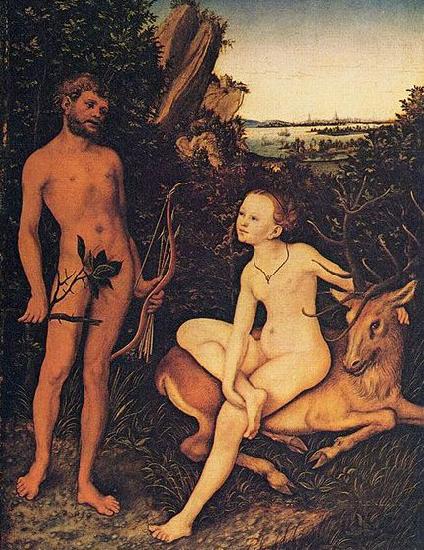 Lucas Cranach Apollo and Diana in forest landscape